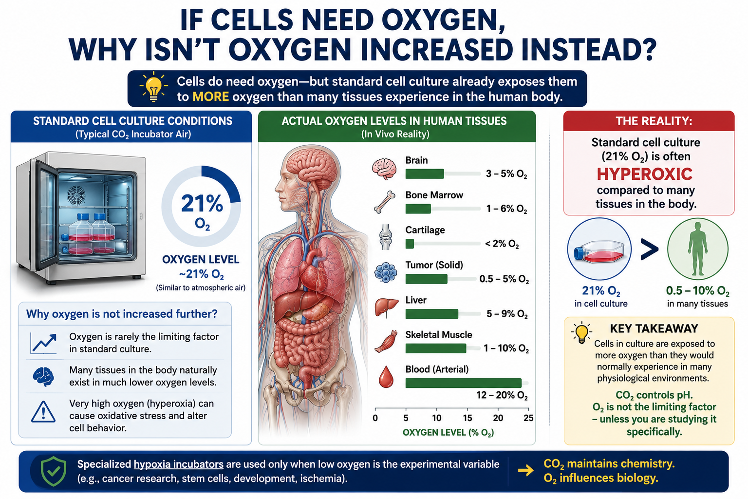 actual level of oxygen required for different tissues