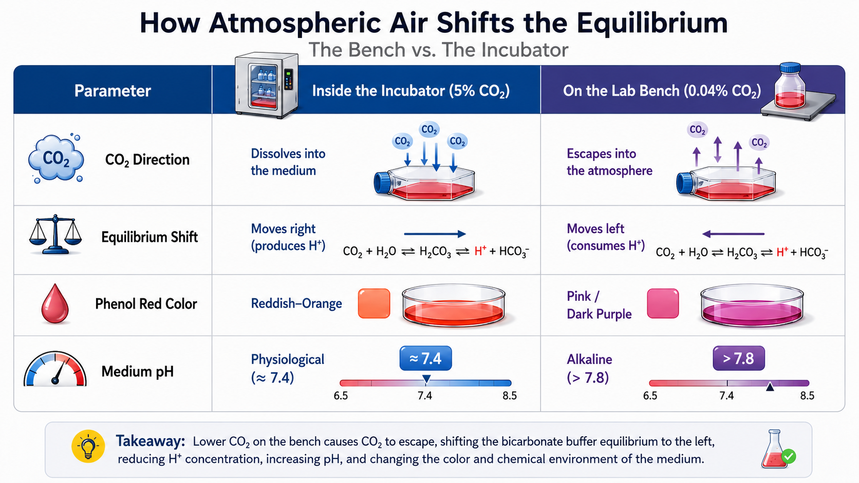 comparison of effect of atmosphere on cell culture media