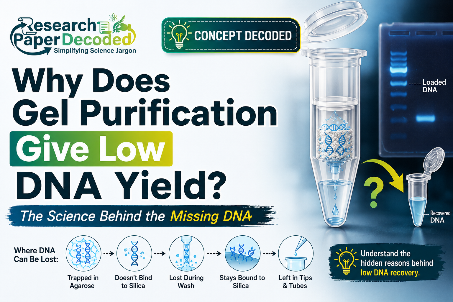 low dna yield during gel extraction of dna