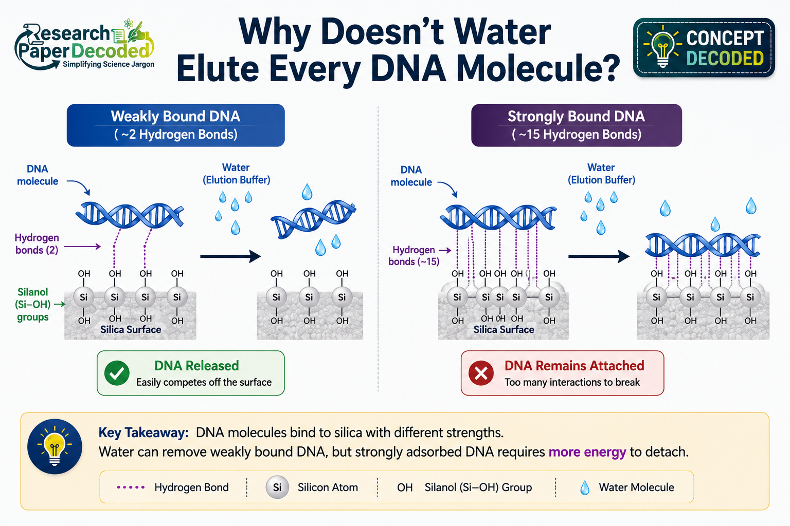 why does not all dna eluted from silica membrane