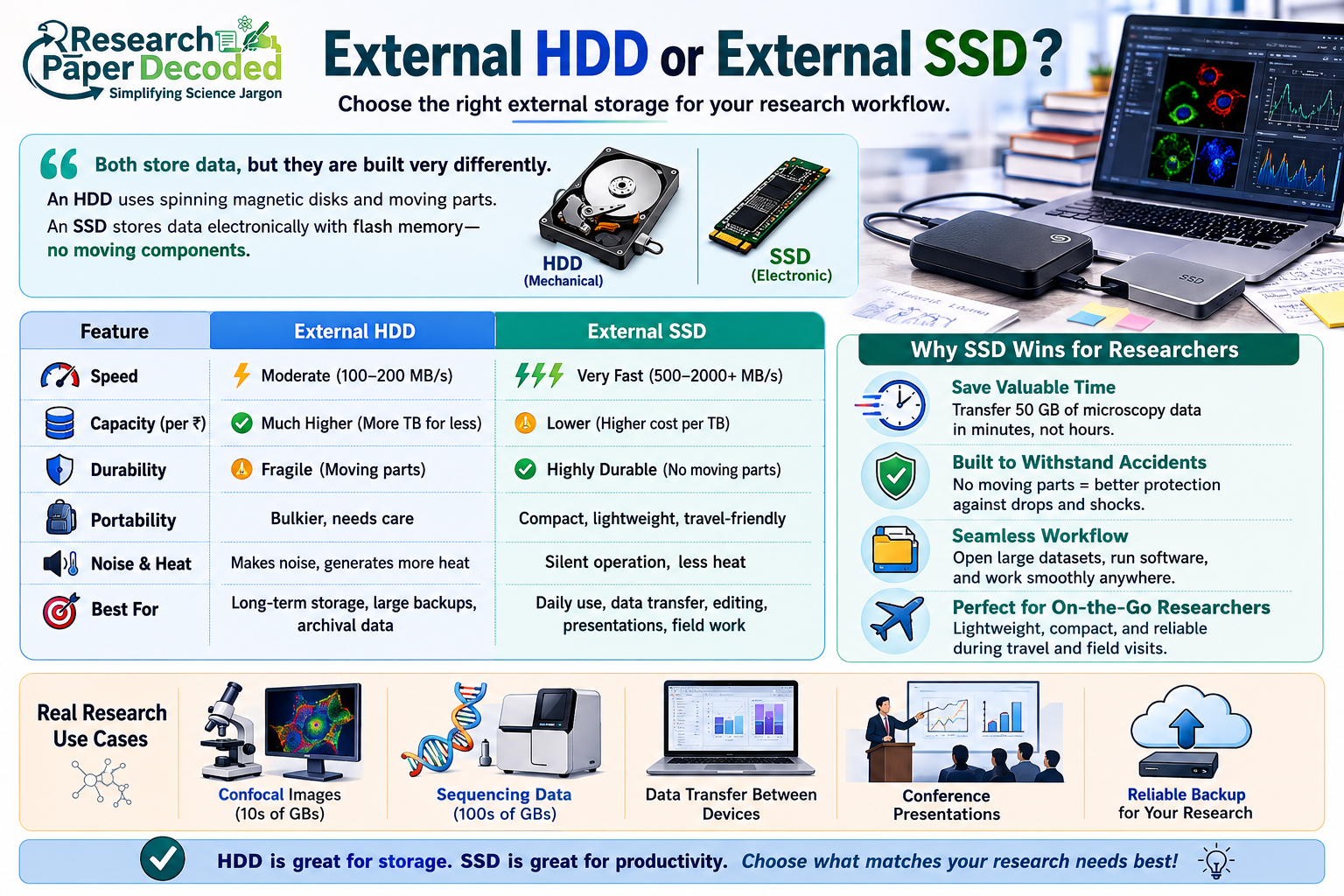 Why Every Research Scholar Needs an External SSD hdd vs ssd as external storage